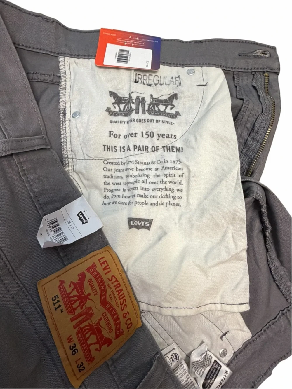 Levi's 511 Gray Slim Jeans with Tan Leather Patch